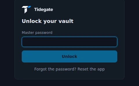 The lock screen asking for the master password